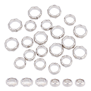 20Pcs 2 Styles 304 Stainless Steel Spacer Beads, Faceted, Flat Round, Stainless Steel Color, 9~11x4mm, Inner Diameter: 6~7.5mm, 10pcs/style(STAS-UN0041-15)