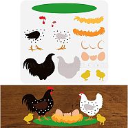 PET Hollow Out Drawing Painting Stencils, for DIY Scrapbook, Photo Album, Rooster Pattern, 30x30cm(DIY-WH0383-0041)