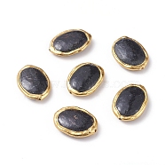 Natural Gemstone Beads, with Golden Plated Edge Brass Findings, Oval, 29.5x20.5x7.5mm, Hole: 1mm(G-L543-004G)
