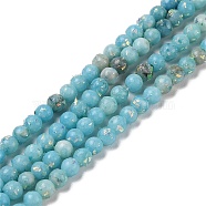 Assembled Natural Dolomite and Synthetic Opal Beads Strands, Dyed, Round, Aqua, 4mm, Hole: 0.9mm, about 100pcs/strand, 15.87''~15.94''(40.3~40.5cm)(G-Q017-G06-01A-1)