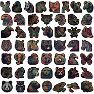 50Pcs Rainbow Striped Animal PVC Waterproof Sticker Labels, Self-adhesion, for Suitcase, Skateboard, Refrigerator, Helmet, Mobile Phone Shell, Mixed Color, 30~60mm(STIC-PW0024-02)