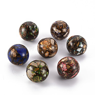 Assembled Natural Bronzite and Synthetic Imperial Jasper Beads, No Hole/Undrilled, Round, Dyed, 29~30mm(G-N330-026B)
