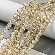 Spray Painted Crackle Glass Beads Strands, Round, Two Tone, Light Khaki, 4mm, Hole: 1.1~1.3mm, about 200pcs/strand, 31.4 inch(CCG-Q002-4mm-05)