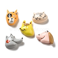 Opaque Resin Decoden Cabochons, Dog Head Mixed Shapes, Mixed Color, 16.5~21x17~26.5x9~10mm(RESI-G090-06)