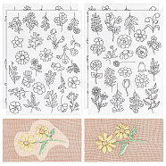 Elite 4 Sheets 2 Styles Water Soluble Fabric, Wash Away Embroidery Pattern Stabilizer, Flower, 300x200x0.3mm, 2 sheets/style(PATC-PH0001-08)