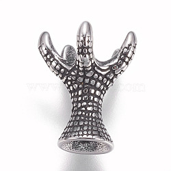 304 Stainless Steel Bead Caps, Claw, Antique Silver, 15.5x13mm, Hole: 2.5mm(STAS-O101-27AS)