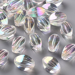 Transparent Acrylic Beads, AB Color Plated, Oval, Clear AB, 19x10.5x10.5mm, Hole: 2mm(X-TACR-S156-002)