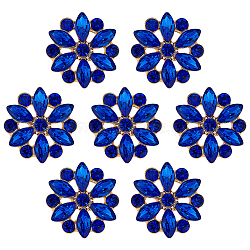 10Pcs Alloy Rhinestone Shank Buttons, 1-Hole, Flower, Alice Blue, 19x19.5x7mm, Hole: 2mm(BUTT-FG0001-17)