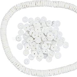 Nbeads 1 Strand Natural White Shell Beads Strands, Disc/Flat Round, Heishi Beads, 6x2mm, Hole: 1mm, about 275pcs/strand, 23.82''(60.5cm)(BSHE-NB0001-15)