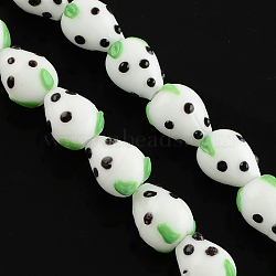 Handmade Lampwork 3D Strawberry Beads, White, 13~16x11mm, Hole: 2mm(LAMP-R109B-17)