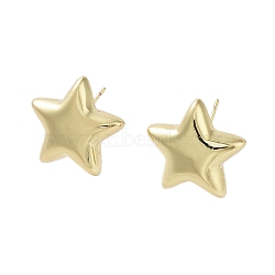 Star Brass Stud Earrings, Long-Lasting Plated, Lead Free & Cadmium Free, Real 18K Gold Plated, 19x19mm(EJEW-M245-15G)