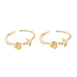 Adjustable Brass Cuff Rings, Open Rings, Rose, Real 18K Gold Plated, US Size 5 1/2(16.1mm), Inner Diameter: 16mm(RJEW-F113-02G)