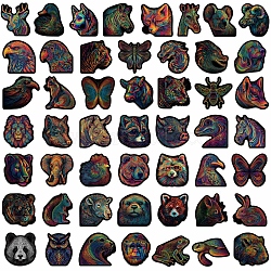 50Pcs Rainbow Striped Animal PVC Waterproof Sticker Labels, Self-adhesion, for Suitcase, Skateboard, Refrigerator, Helmet, Mobile Phone Shell, Mixed Color, 30~60mm(STIC-PW0024-02)