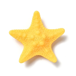 Opaque Resin Sea Animal Decoden Cabochons, Starfish, Gold, 39x40x9mm(RESI-M039-05D)