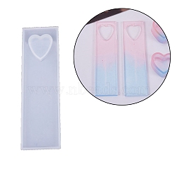 Silicone Bookmark Molds, Resin Casting Molds, For UV Resin, Epoxy Resin Jewelry Making, Heart, White, 90x26x5mm, Heart: 16x16mm(X-DIY-G017-D01)