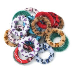 Cloth Fabric/Faux Mink Fur Covered Linking Rings, with Aluminum Bottom, Ring, Platinum, Mixed Color, 35.5x4.5mm(WOVE-X0001-30B)