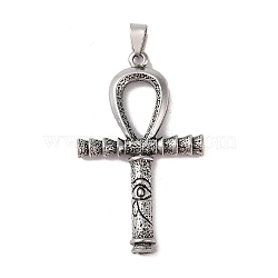 Tibetan Style Alloy Pendants, Cadmium Free & Lead Free, Egyptian Ankh Cross with Eye Of Horus, Antique Silver, 55.5x33.5x6.5mm, Hole: 4.5mm(FIND-B040-05AS)