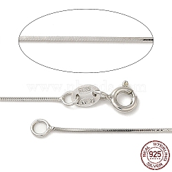 Rhodium Plated Sterling Silver Snake Chain Necklaces, with Spring Ring Clasps, Platinum, 20 inch, 0.65mm(X-NJEW-M153-15A-20)