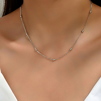 Fashionable Minimalist Brass Mariner Link Chains Necklace for Women, Platinum, 17.72 inch(450mm)