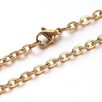 304 Stainless Steel Cable Chains Necklaces, with Lobster Clasps, Golden, 23.7 inch(60.2cm)