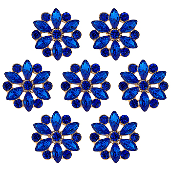 10Pcs Alloy Rhinestone Shank Buttons, 1-Hole, Flower, Alice Blue, 19x19.5x7mm, Hole: 2mm