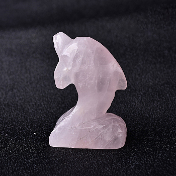 Natural Rose Quartz Carved Healing Dolphin Figurines, Reiki Energy Stone Display Decorations, 30x18x50mm