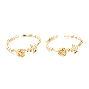 Adjustable Brass Cuff Rings, Open Rings, Rose, Real 18K Gold Plated, US Size 5 1/2(16.1mm), Inner Diameter: 16mm