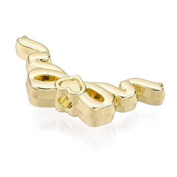 Rack Plating Alloy Beads, Cadmium Free & Nickel Free & Lead Free, Bowknot with Heart, Light Gold, 9x21x4mm, Hole: 1.8mm