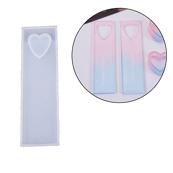 Silicone Bookmark Molds, Resin Casting Molds, For UV Resin, Epoxy Resin Jewelry Making, Heart, White, 90x26x5mm, Heart: 16x16mm