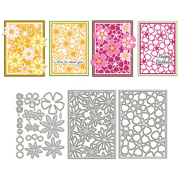 Carbon Steel Cutting Dies Stencils, for DIY Scrapbooking, Photo Album, Decorative Embossing Paper Card, Stainless Steel Color, Flower of Life, 104~105x146~152x0.8mm, 3pcs/set