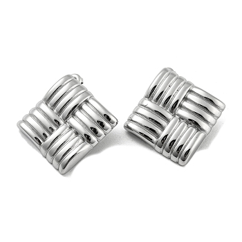 304 Stainless Steel Stud Earrings, Rhombus, Stainless Steel Color, 40.5x30mm