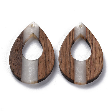Opaque Resin & Walnut Wood Pendants(X-RESI-T035-34)-2