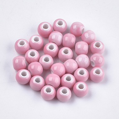 Pink Round Porcelain Beads