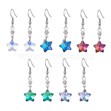 Mixed Color Star Glass Earrings