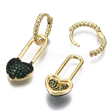 Brass Micro Pave Cubic Zirconia Dangle Huggie Hoop Earrings(EJEW-S208-109C-NF)-2