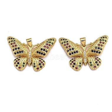 Real 18K Gold Plated Clear Butterfly Brass+Cubic Zirconia Pendants