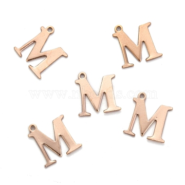 Ion Plating(IP) 304 Stainless Steel Alphabet Charms(STAS-H122-M-RG)-2
