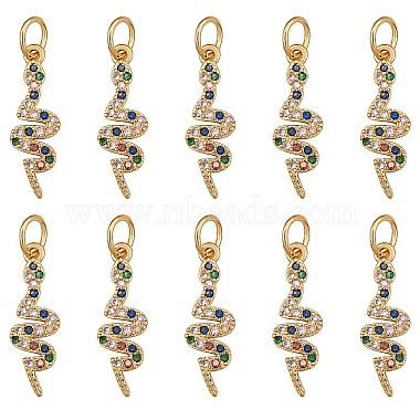 Golden Colorful Snake Brass+Cubic Zirconia Pendants