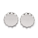 Tarnish Resistant 304 Stainless Steel Cabochon Settings, Lace Edge Bezel Cups, Flat Round, Stainless Steel Color, Tray:12mm, 13x3mm(STAS-P249-16A-P)