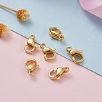 304 Stainless Steel Lobster Claw Clasps, Parrot Trigger Clasps, Real 24K Gold Plated, 9x6x3mm, Hole: 1mm(STAS-H352-01B-G)