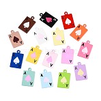 Spary Painted Alloy Pendants, with Enamel, Rectangle & Ace of Spades, Mixed Color, 21.5x12.5x1mm, Hole: 1.8~2mm(FIND-N005-73)