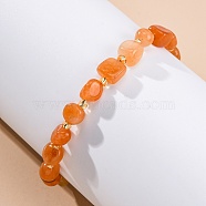 Natural Red Aventurine Beaded Bracelets for Women, Nuggets, with 201 Stainless Steel Findings, 7-1/2 inch(19.2cm)(G-P563-07P-07)