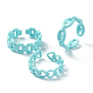 Spray Painted Brass Cuff Rings, Open Rings, Mixed Shapes, Turquoise, US Size 6~7 1/4(16.5~17.5mm)(RJEW-H545-D)