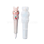 DIY Rabbit Ballpoint Pen Cover Silicone Molds, Resin Casting Molds, for UV Resin & Epoxy Resin Craft Making, White, 140x37x36mm(DIY-E055-01)