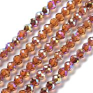 Electroplate Glass Beads Strands, Faceted, Bicone, Sienna, 5.5~6x5mm, Hole: 1.2mm, about 78~79pcs/strand, 15.35~15.55''(39~39.5cm)(GLAA-A014-02F)