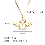 Stainless Steel Geometric Artistic Hollow Animal Pendant Necklaces, Clavicle Chain Necklaces for Women, Golden, Insects, 17.72 inch(45cm)(JK0174-6)