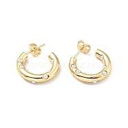 Acrylic Pearl C-shape Stud Earrings, Rack Plating Brass Half Hoop Earrings for Women, Cadmium Free & Lead Free, Real 18K Gold Plated, 20x4mm, Pin: 0.8mm(EJEW-G288-38G)
