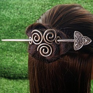 Antique Silver Viking Hair Sticks Hair Pin, Ladies Retro Hair Accessory, Rose Sword Hair Sticks, Trinity Knot, 180mm(PW-WG2F806-13)