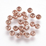 201 Stainless Steel Beads, Rondelle, Rose Gold, 2.9x4mm, Hole: 1.8mm(STAS-P221-26RG)