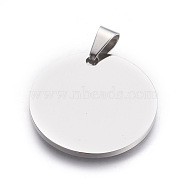 304 Stainless Steel Stamping Blank Tag Pendants, Flat Round, Stainless Steel Color, 30x2mm, Hole: 4.5x9mm(STAS-L218-03P)